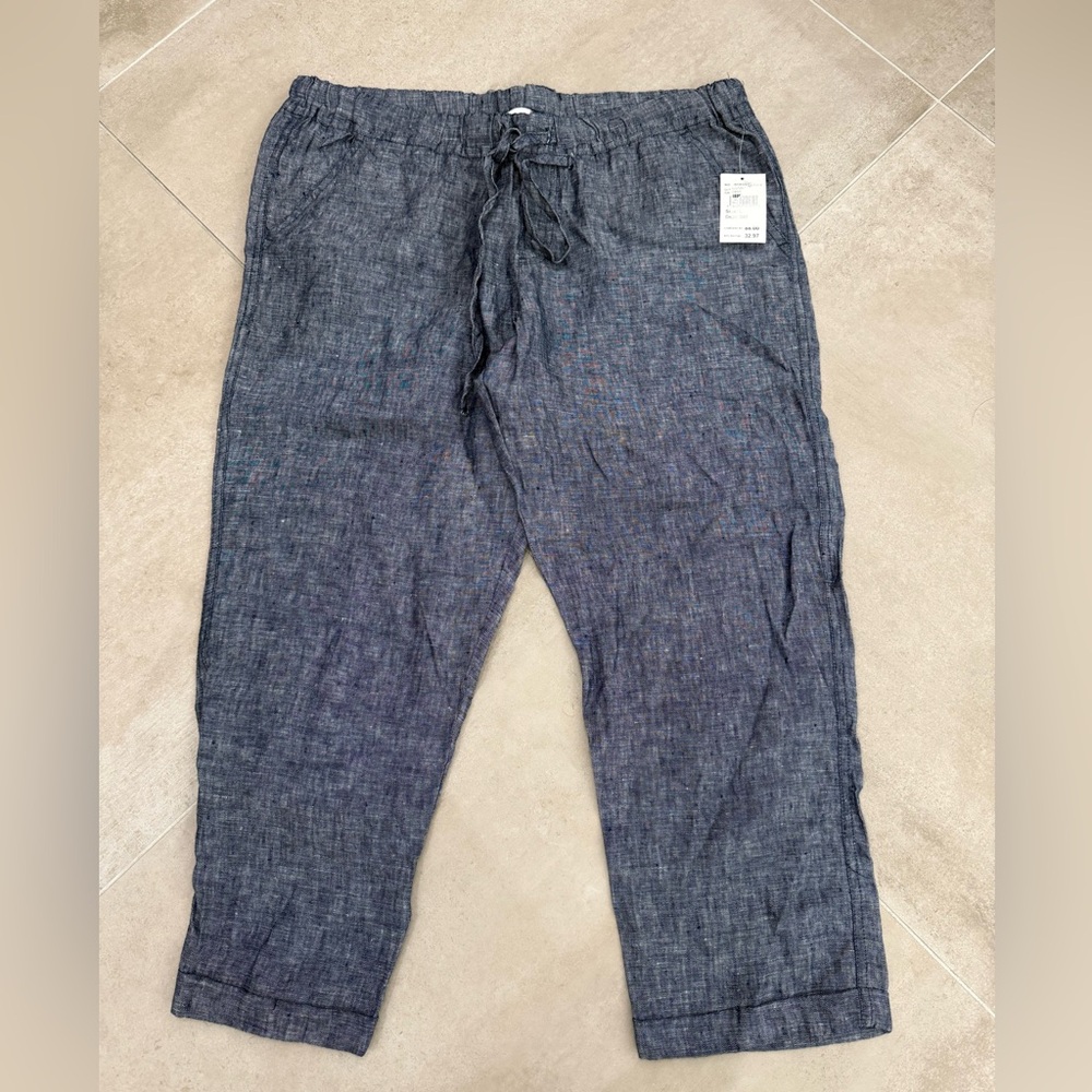 Allen Allen 100% Linen Pants Sz L (denim like) - Picture 2 of 4